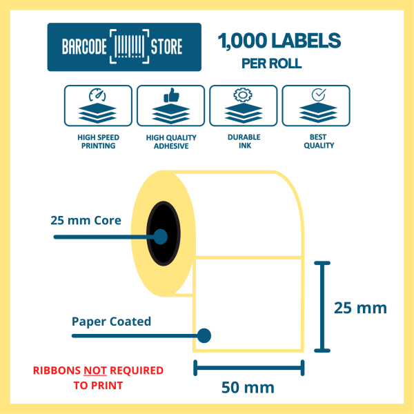 Amazon FBA Labels - 50 X 25 mm - 1,000 labels/roll, 1" core