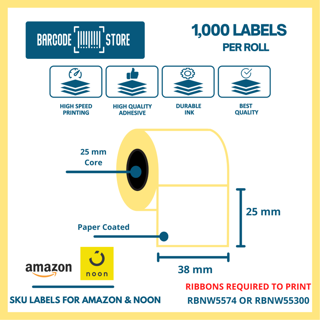 Barcode Labels SWT - 38mm x 25mm - 1000 | Barcode Store UAE